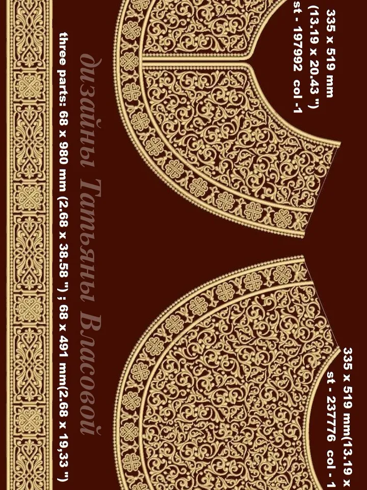 "Rozhdestvensky" designs for an industrial embroidery machine.