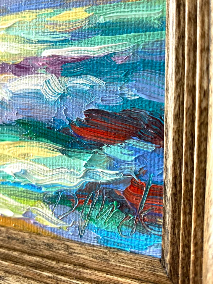 Seascape Oil Painting Original Sea Landscape Painting Impasto Small Artwork Ocean Coastal Wall Art