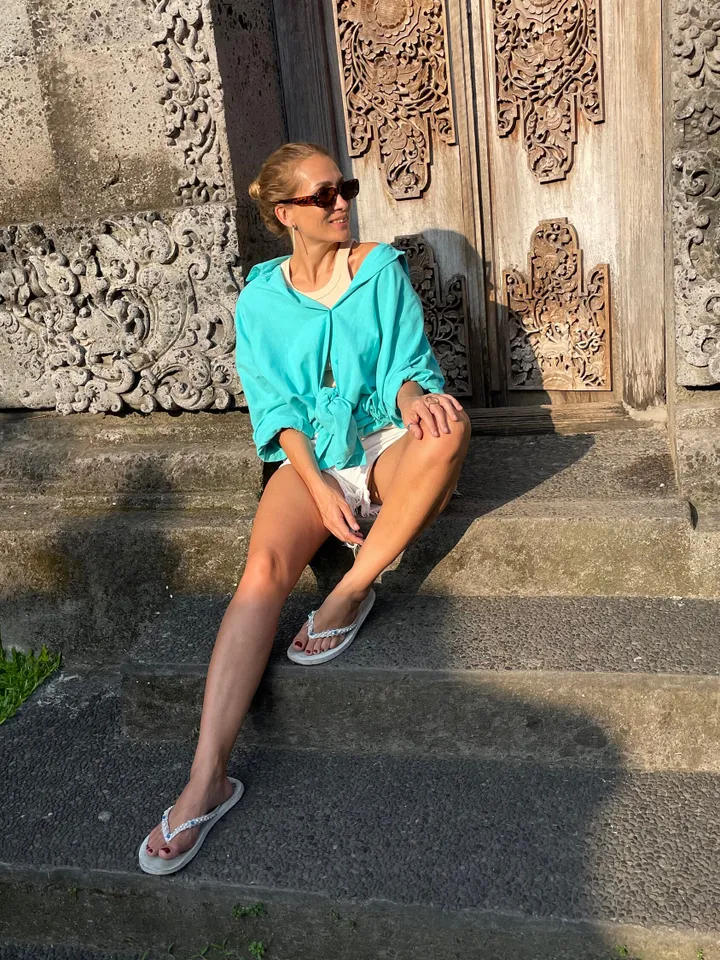Pure linen oversize turquoise shirt / soft linen summer bikini cover up  maldi shirt / classy shirt comfy resort wear  / comfy women wear
