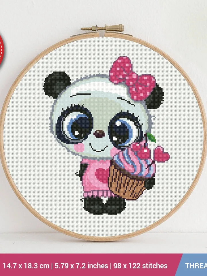 Panda baby Cross stitch pattern | Embroidery Pattern | Instant Download | Embroidery Designs