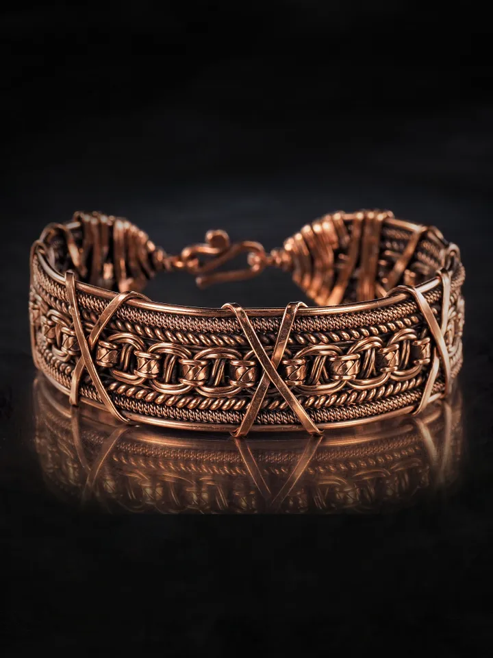 Woven copper wire bracelet Antique style handcrafted copper jewelry Unique gift