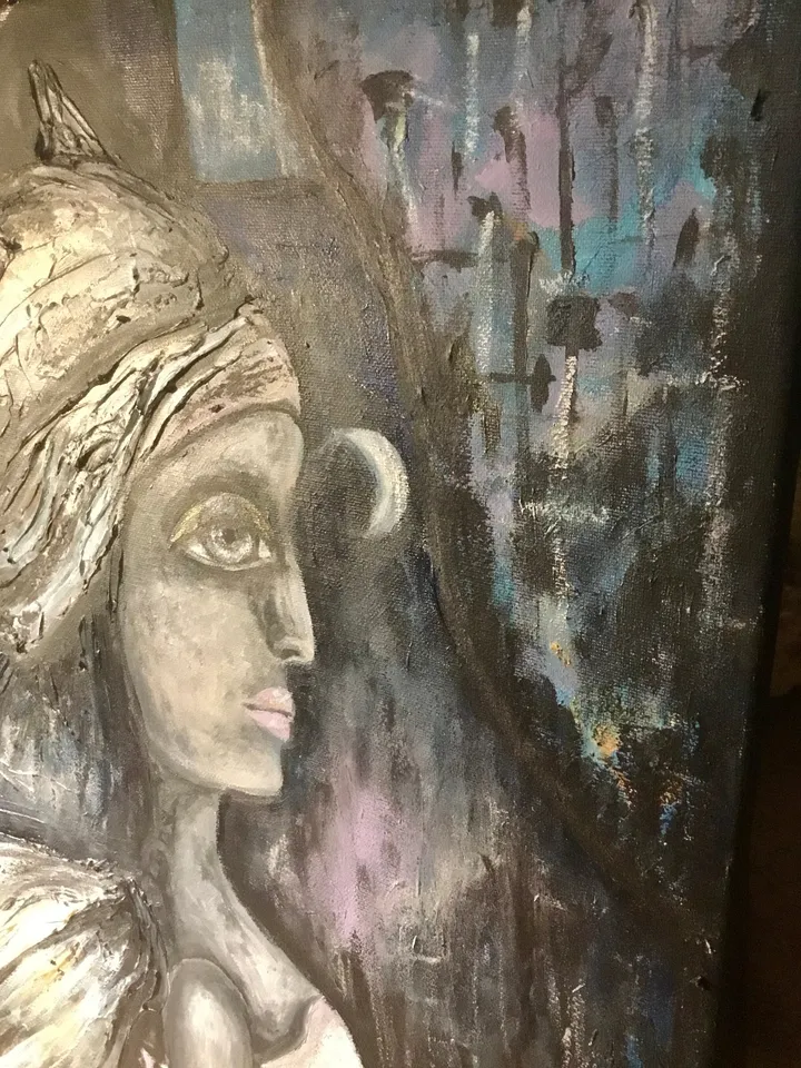 Luna,fantasy doll painting on canvas,original acrylic painting,fantasy woman painting,canvas wall art,one of a kind artwork.