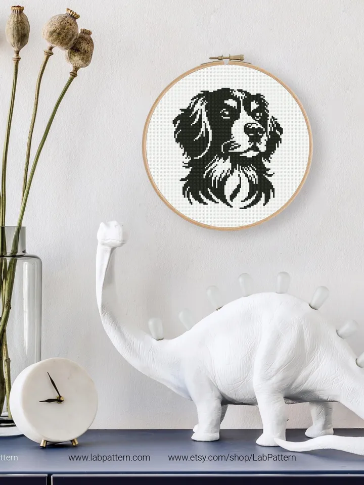 Setter dog Cross stitch pattern, dog breed, silhouette, animals, puppy, beginner counted, modern chart, gift DIY, embroidery, instant PDF