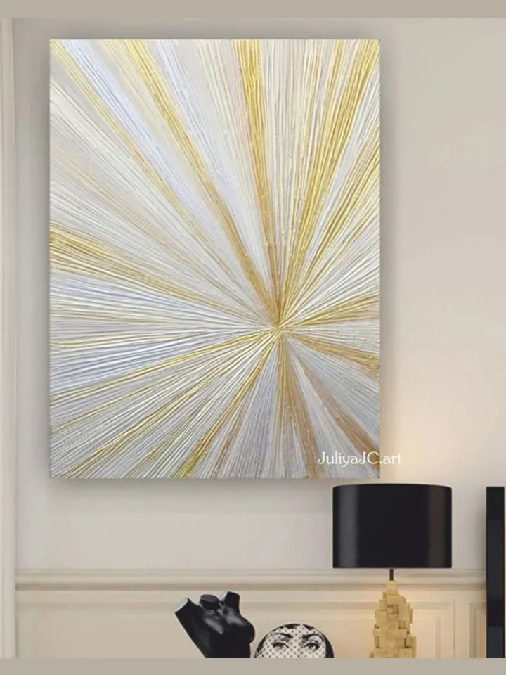 Gold and Beige Abstract Wall Art Textured Painting Modern Original art Pearly and golden shades home decor