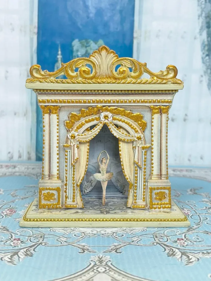 Ballet theater. dollhouse miniature. Classic puppet theater. Author's design Handmade. 1:12. Theater for a dollhouse.