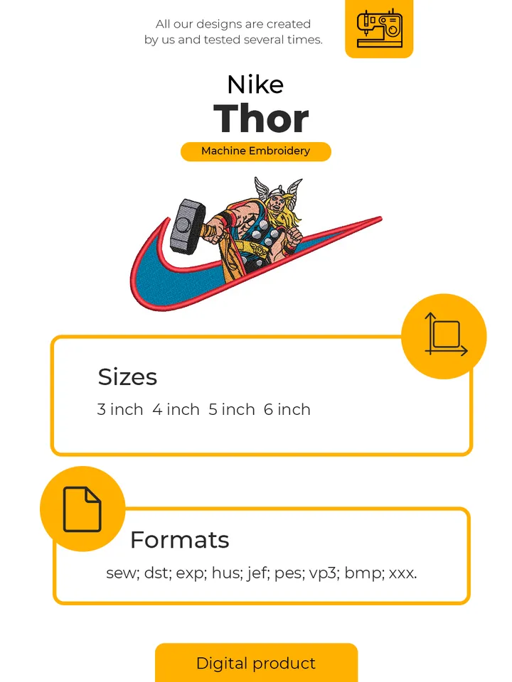 Thor Embroidery Design File/ Marvel Cinematic Universe Embroidery Design/ Machine Design. Swoosh