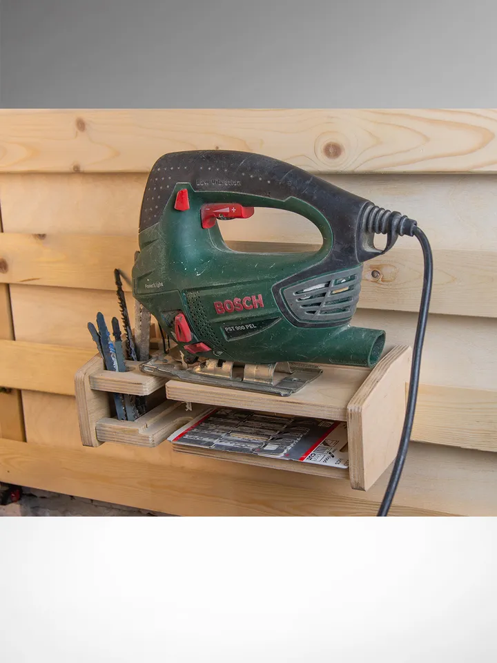Electric Jigsaws Rack Plans (PDF, SVG) for Workshop – DIY French Cleat Storage System
