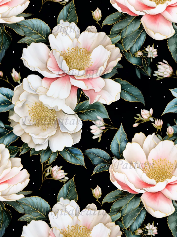 Seamless watercolor camellia pattern, digital paper, floral pattern, mosaic pattern, commercial use
abstract floral seamless pattern - repeating pattern