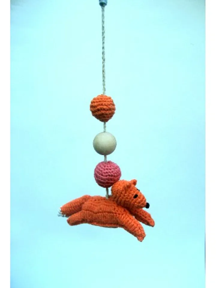Fox stroller toy pram, orange pram toy, car seat toy, crochet baby rattle, forest pram decoration, forest stroller