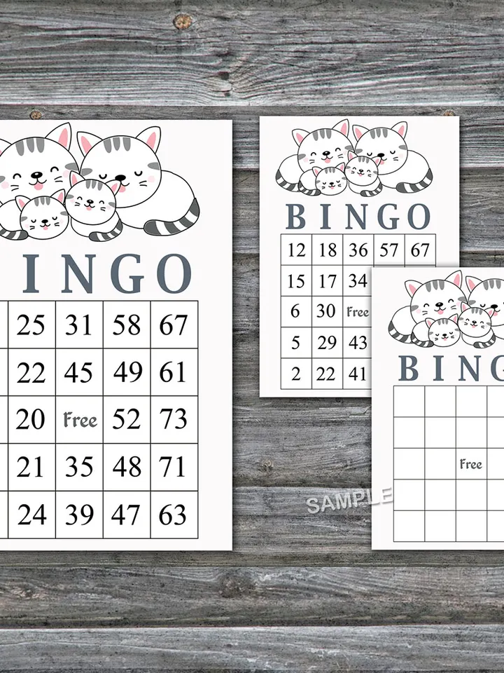 Kittens bingo cards,Kittens bingo game,Kittens printable bingo cards,60 Bingo Cards,INSTANT DOWNLOAD--340