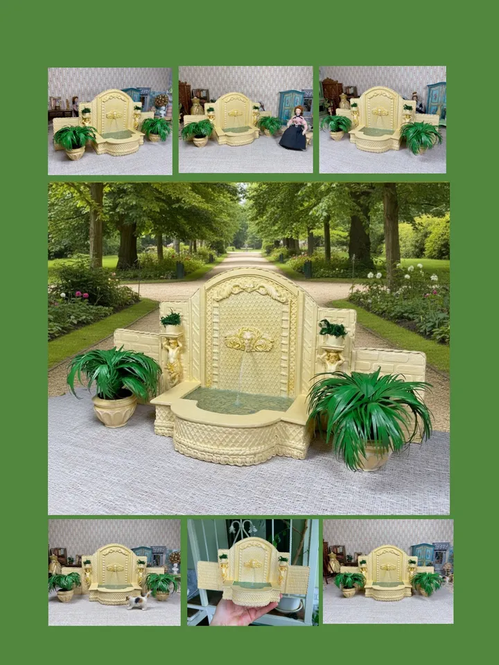 Fountain for a dollhouse garden. Miniature dollhouse. 1:12. Handcrafted. Handcrafted fountain.