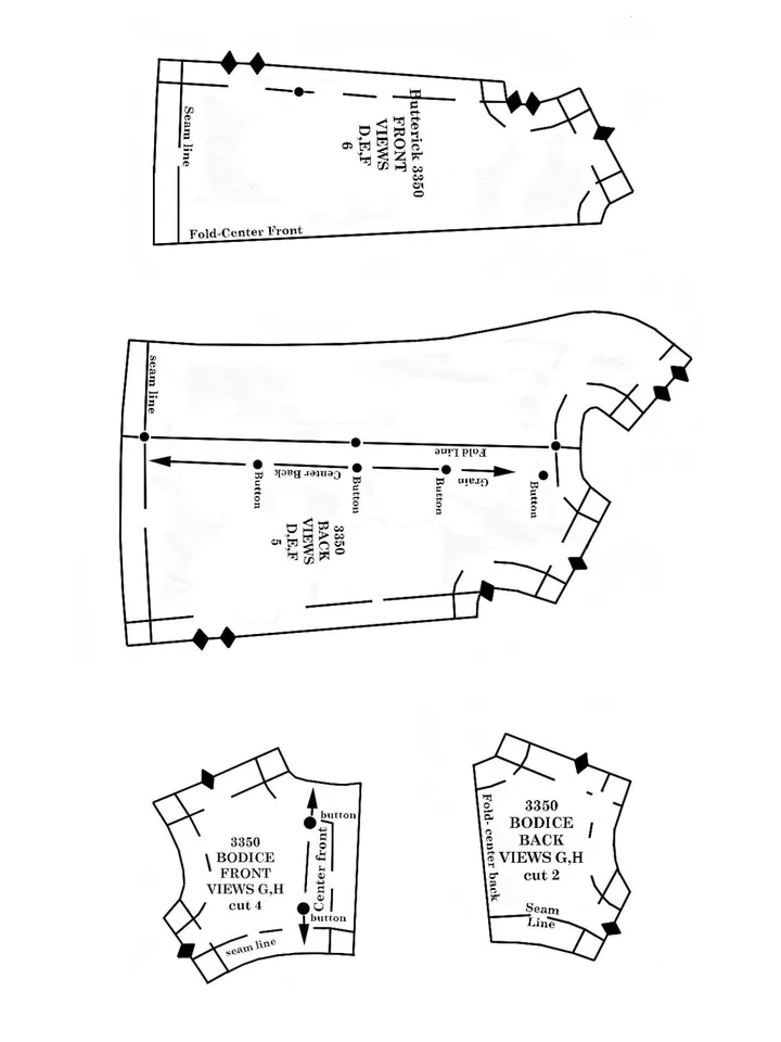 Copy Butterick 3350 Vintage Dolls Sewing Pattern Wardrobe Clothes for Dolls 9-1/2" breast 4-3/4" Digital Download PDF