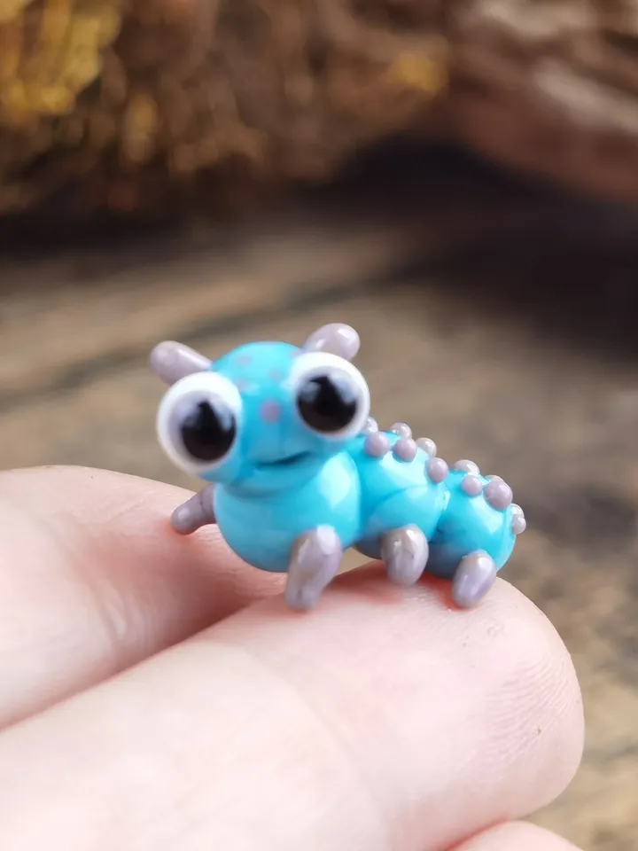 GLASS Caterpillar figurine Miniature caterpillar Glass figurines aquarium decoration miniature animals tiny glass animals terrarium figurine