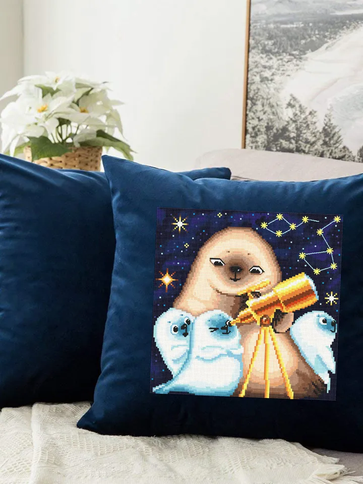 Cute animals cross stitch pattern download PDF Funny seals cross stitch chart, Space embroidery PDF Zodiac cross stitch Baby room decor #K12