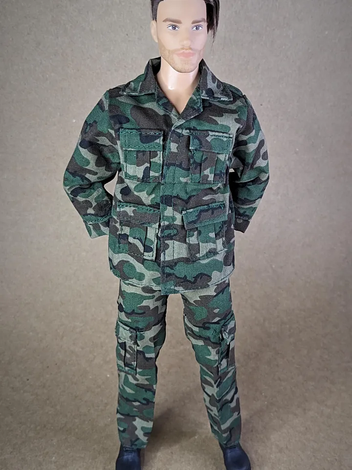 Military style jacket, pants for 12-inch fashion male dolls