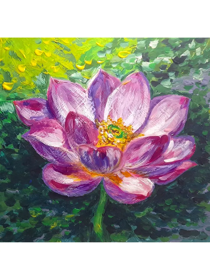 Lotus Painting Flower Original Art Floral Artwork Acrylic Painting 8 by 8 Above Sofa Art by TatianaArtShop