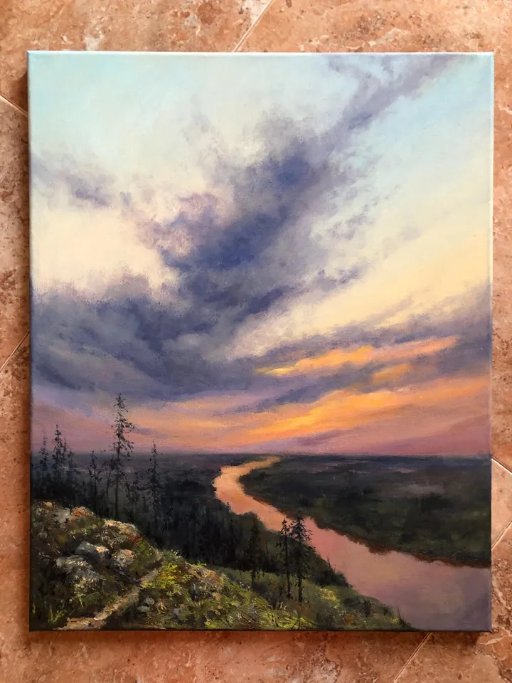 Sunset Oil Painting Original Art Sunset Landscape Painting