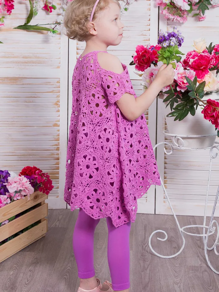 Open Shoulder Summer Dress Kamila for Little Girl Crochet Pattern