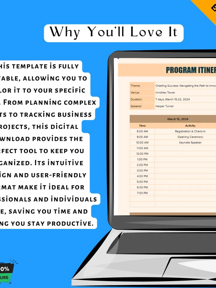 Program Itinerary Template, Editable Google Sheets Template, Digital Download, Easy to Use, Event Planning, Travel & Meeting Schedule Tool