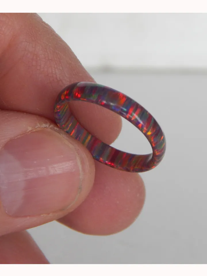 Unique very beautiful ring. Solid opal band. Solid opal ring.