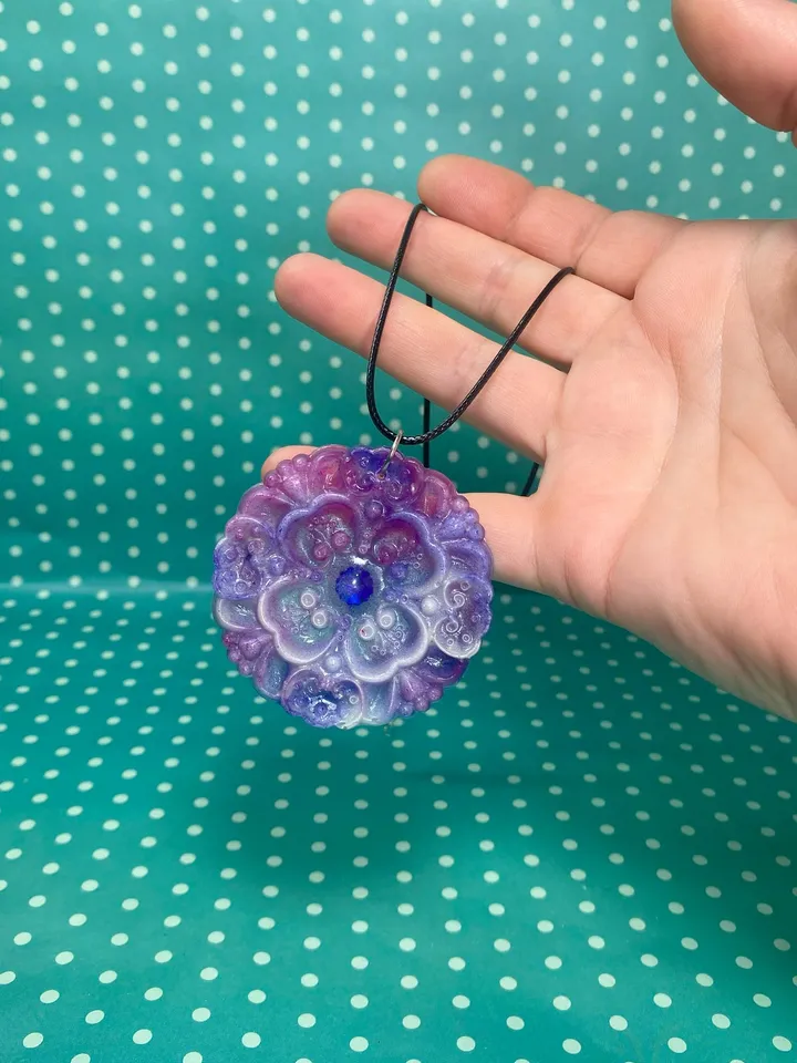 Pendant with cord. Handmade.