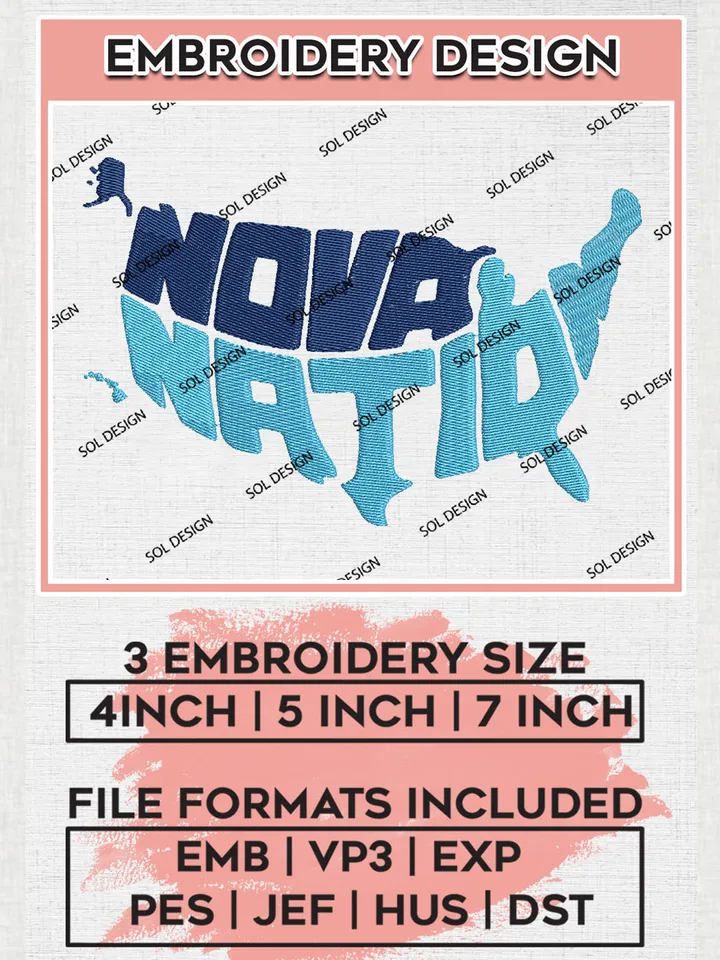 NCAA Nova Nation College Team Logo Embroidery Design Files, NCAA Villanova Wildcats Machine Embroidery, NCAA Teams, 3 sizes, NCAA Machine embroidery designs, Digital Download