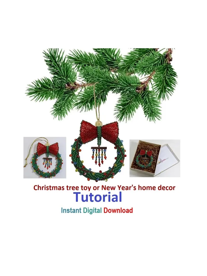 Tutorial Beading - Christmas tree decoration or New Year's decor for home-office. Instant Download, PDF