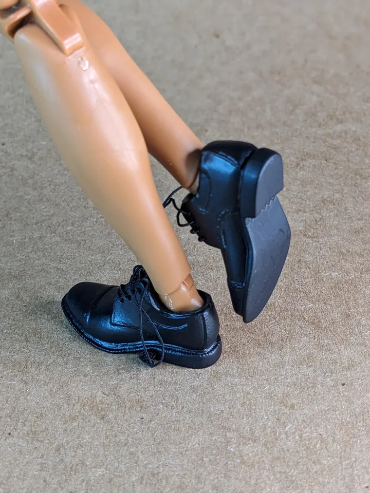 Premium icons black lace-up shoes for 12 inch male dolls