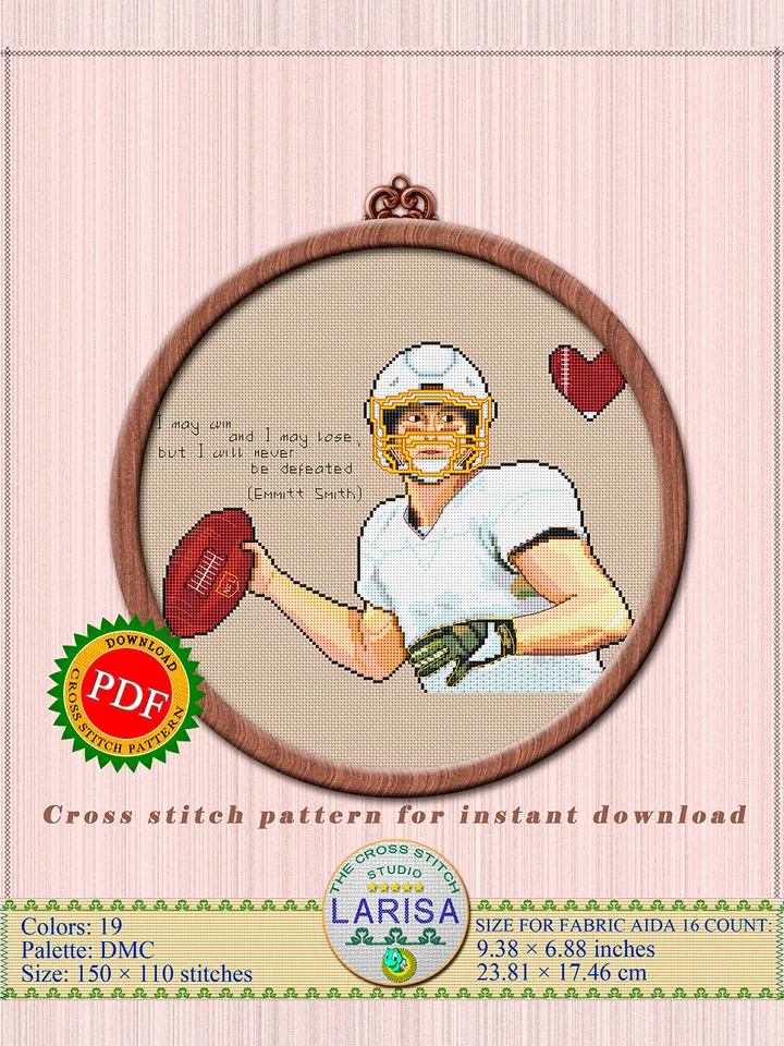 American Football Cross Stitch Pattern | Football Player