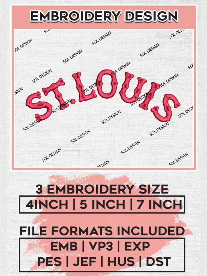 St. Louis Cardinals Wordmark Logo Embroidery Files, MLB St. Louis Cardinals Team Embroidery, MLB Teams, 3 sizes, MLB Machine embroidery designs, Digital Download