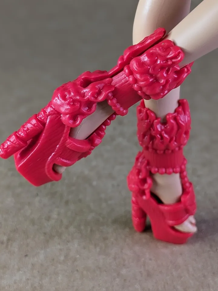 Red fire sandals with high heels for 10.5 inch female dolls (MH, EAH)