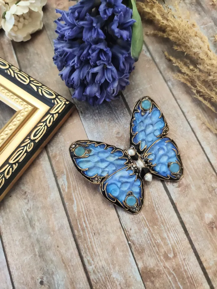 Brooch Butterfly Blue Morpho, butterfly effect, exclusive edition blue, Butterfly