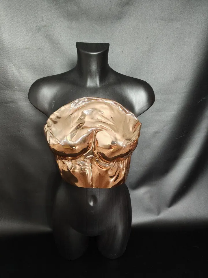 Golden corset, mirror corset, mirror armor, gold bra, bra, linen, burning man, gold plate, mirror bra, golden top
