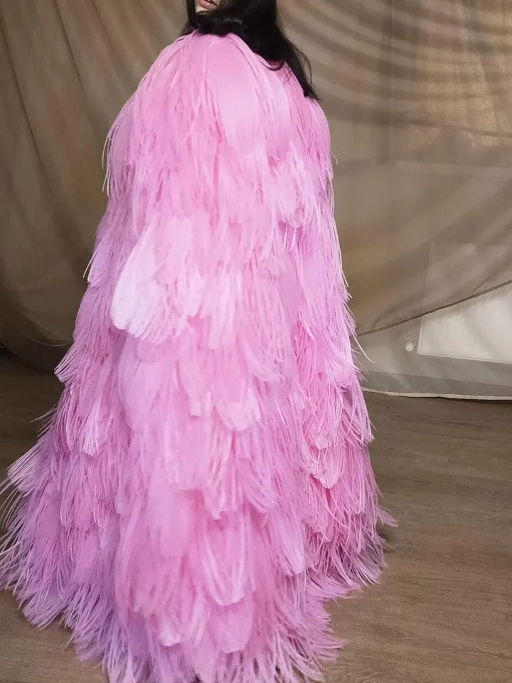 Feature cape, feathers fur coat, feathers, cape