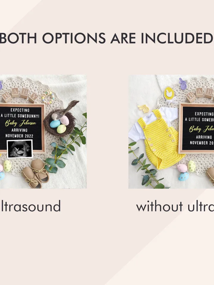 Digital Pregnancy Announcement, Easter Baby Announcement Editable Template for Social Media