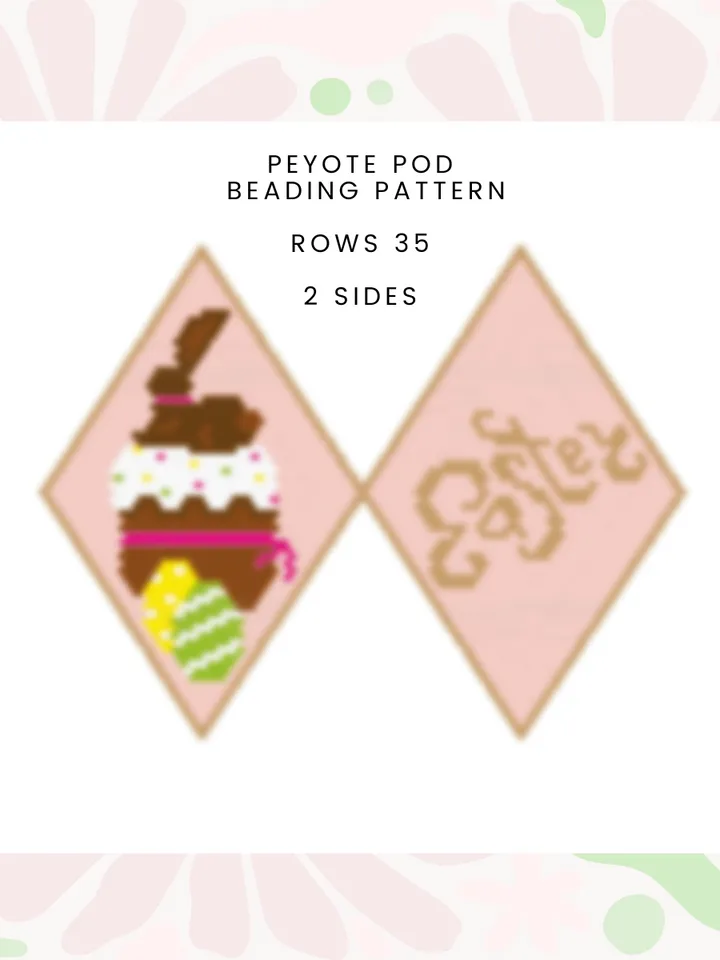 Chocolate Hare Peyote Pod, Beading PDF Pattern, Seed Beads Easter Ornament