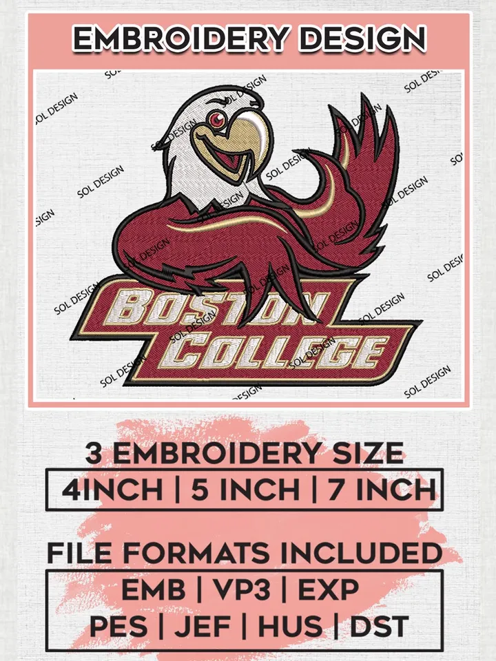 Boston College Eagles Embroidery Files, NCAA Logo Embroidery Designs, NCAA Eagles Embroidery Designs, NCAA Machine Embroidery Designs, Digital Download