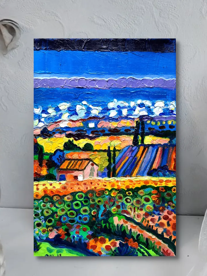 Sunflower Oil Painting Impasto Artwork Oil on canvas 12*8 inc