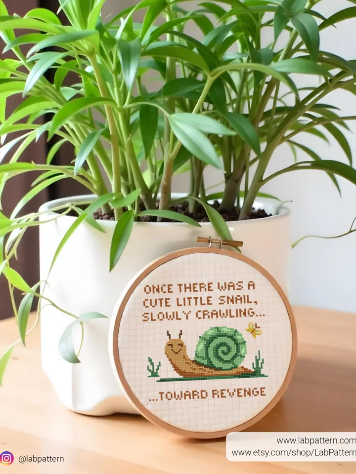 Snail Cross stitch pattern, Joke, Funny Cross stitch Chart, animals, Humor Quote, beginner counted, modern, DIY, embroidery, instant PDF
