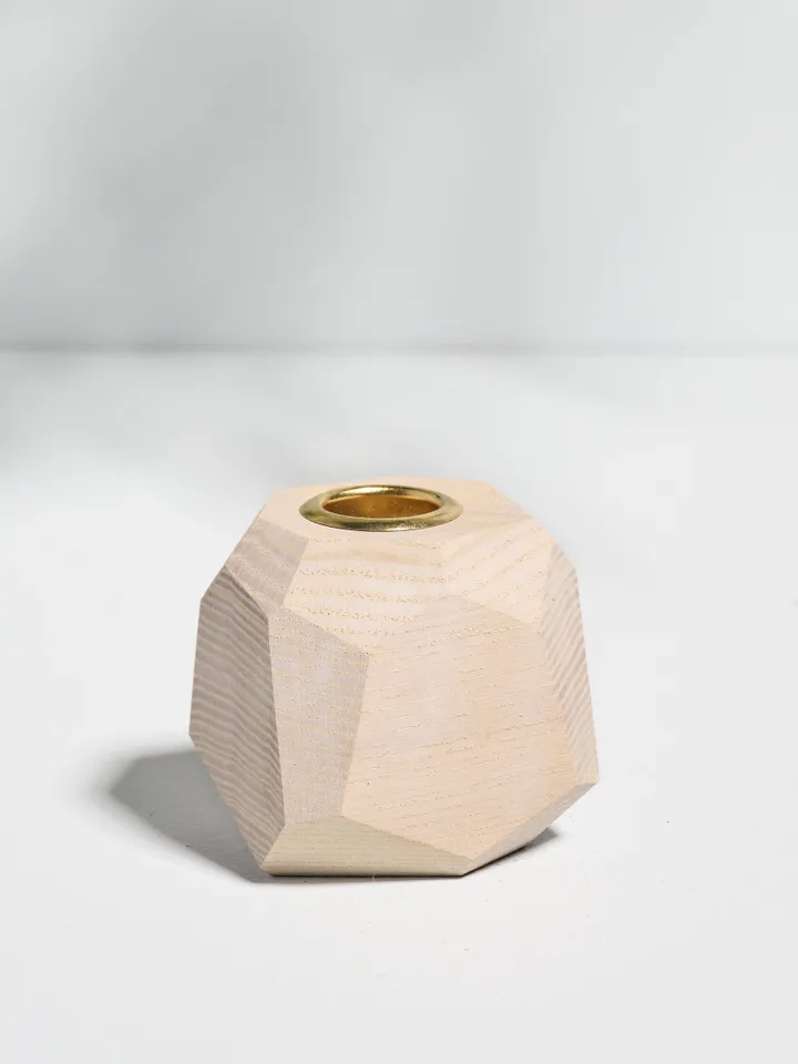 White Geometric Tapered Candlestick Holder