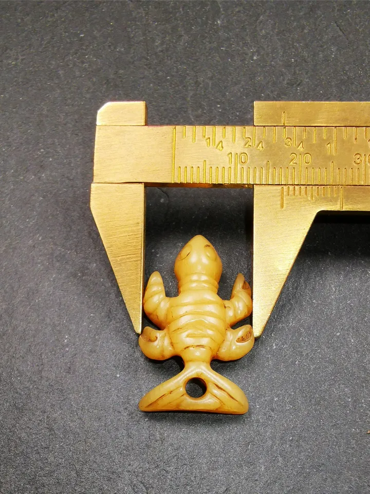 Gandhanra Handmade Tibetan Amulet,Yak Bone Carved Scorpion Guru of Padmasambhava,1.2"
