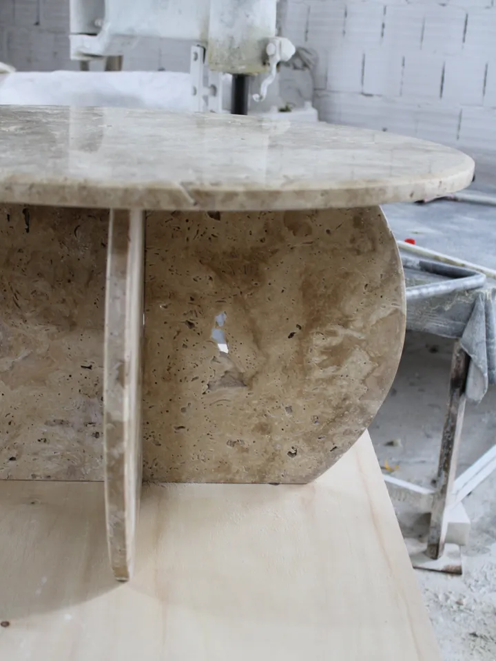 Travertine coffee table is real travertine, it is handmade, including its custom-made legs. Italy Model Italian Model natural stone