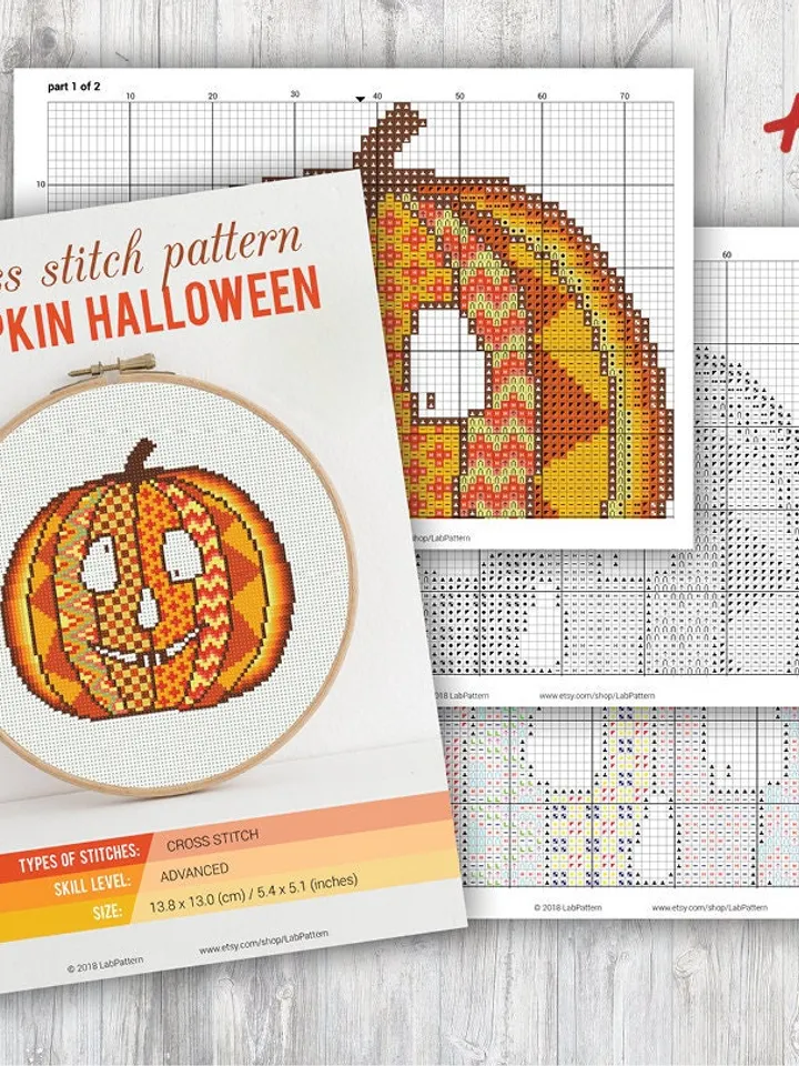 Pumpkin Halloween Cross stitch pattern | Embroidery Pattern | Instant Download | Cross Stitch Patterns | Embroidery Designs