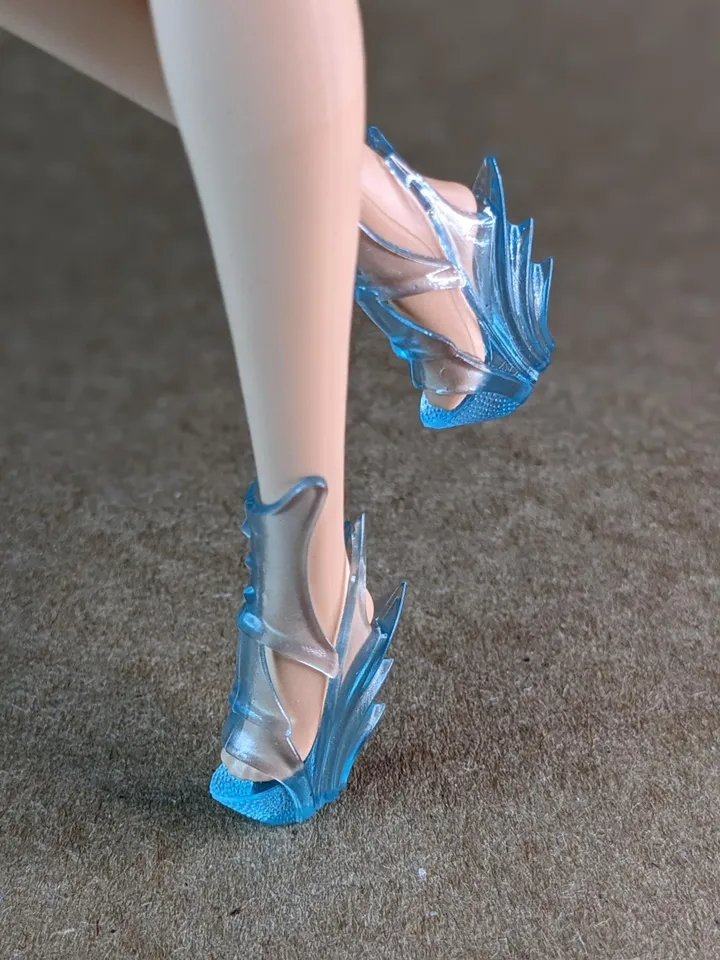 Blue transparent wedge sandals for 1/6 scale female dolls