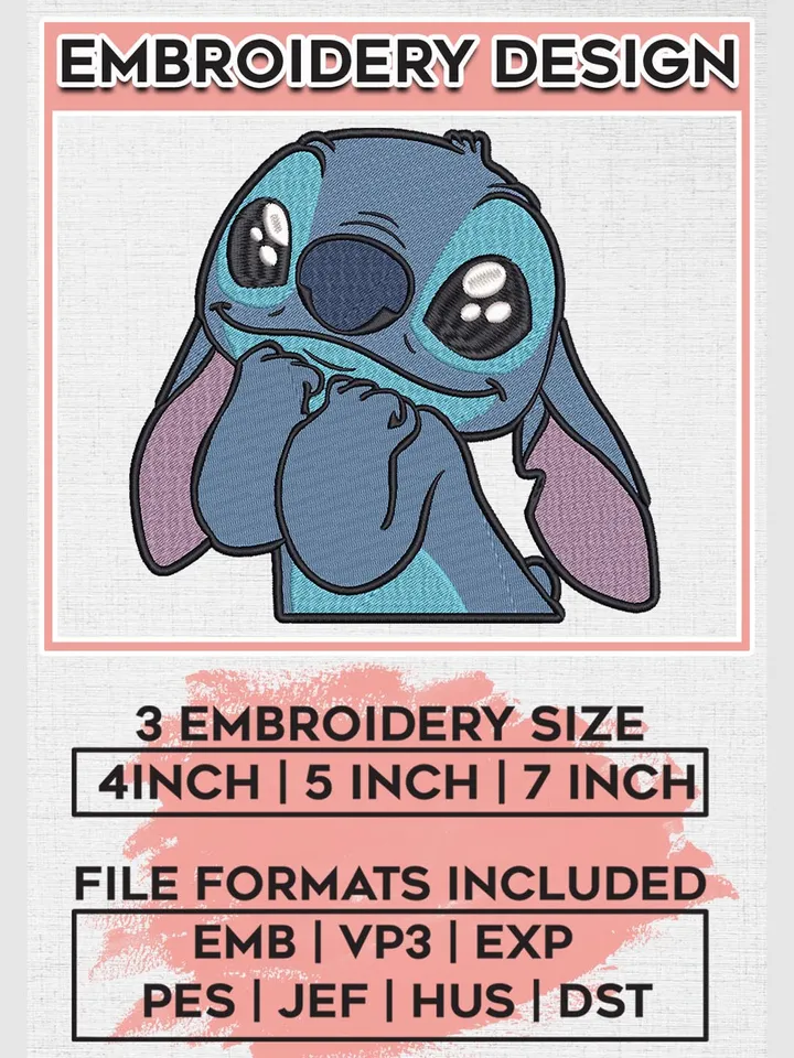 Cute Stitch Embroidery Designs, Stitch In Love, Lilo and Stitch Machine Embroidery Files, Cartoon Character Machine embroidery designs, Disney, 3 sizes, Digital Download EMB_CARTOON_122