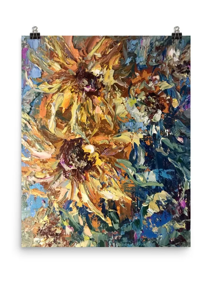 Sunflowers Poster made from my original oil painting ,sunflowers wall decoration,flowers posters .