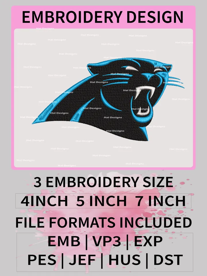 Carolina Panthers Embroidery Files, NFL Logo Embroidery Designs, NFL Panthers, NFL Machine Embroidery Designs