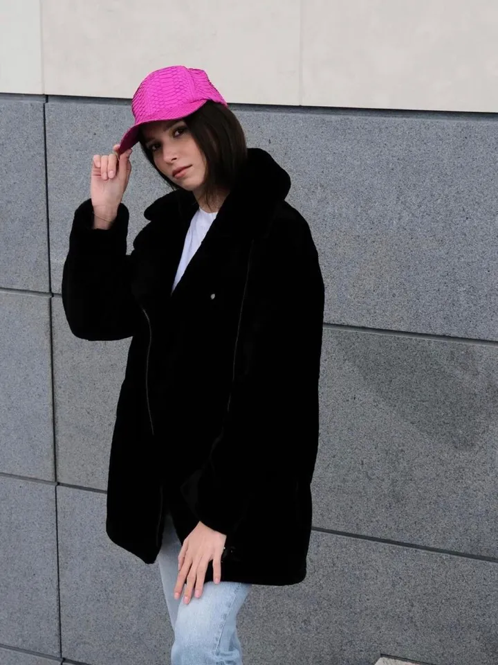 Genuine python skin women baseball cap | women accessories | exotic leather cap | purple genuine python skin | Fuchsia leather cap