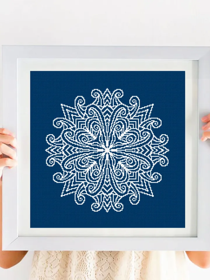 Mandala cross stitch pattern PDF download Mandala ornament cross stitch chart, Monochrome mandala pattern digital PDF, DIY Home decor #M234