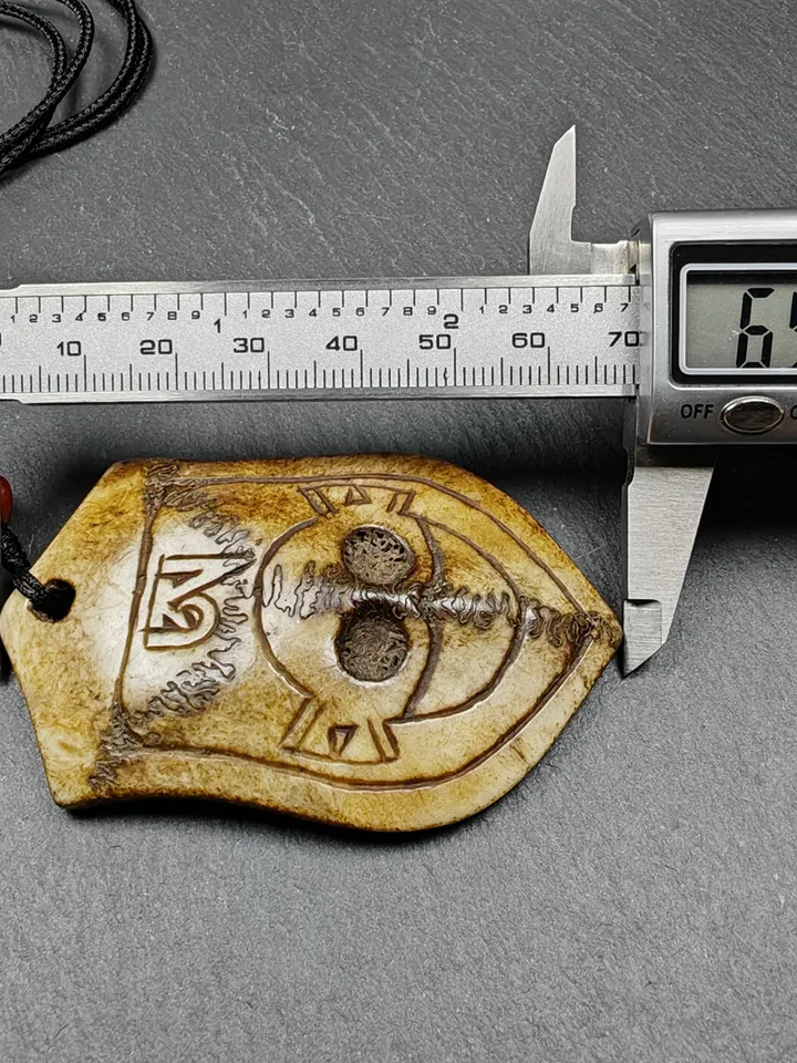 Authentic Citipati Master Pendant,Deer Skull Bone Kapala Protective Charm,Gandhanra Old Tibetan Amulet,Spiritual Necklace,70mm × 448mm